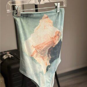 Zara Strapless Printed Tulle Bodysuit